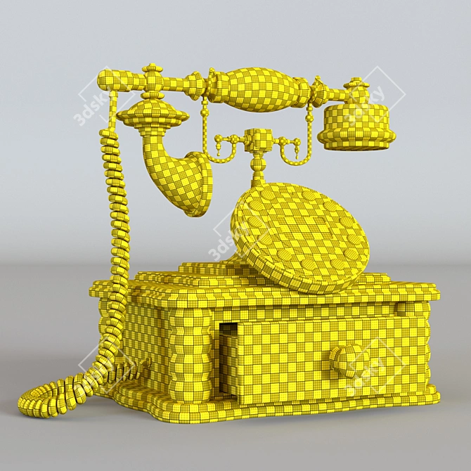 Vintage Rustic Telephone 3D model image 5