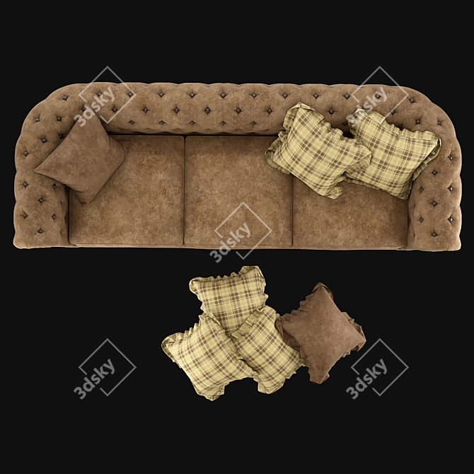 Luxurious Brown Leather Sofa 3D model image 5