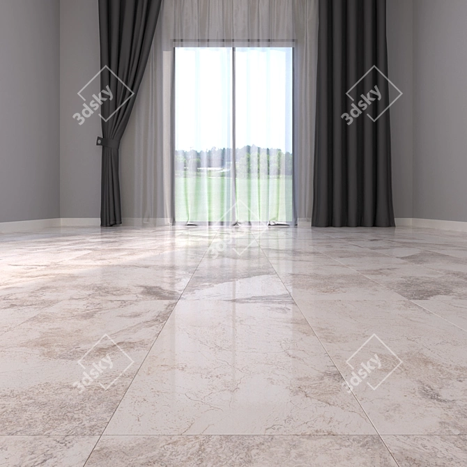 Premium Ivory Marble Floor Tiles 3D model image 2