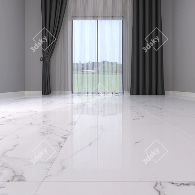 Classic Calacatta White Marble Floor Set 3D model image 2