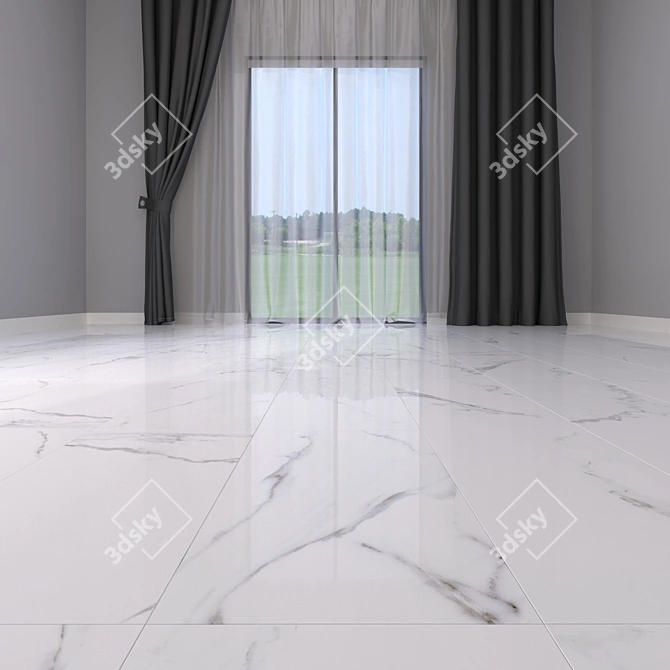 Classic Calacatta White Marble Floor Set 3D model image 2