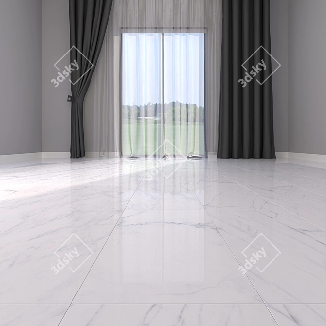 Carrara White Marble Floor Set 3D model image 2