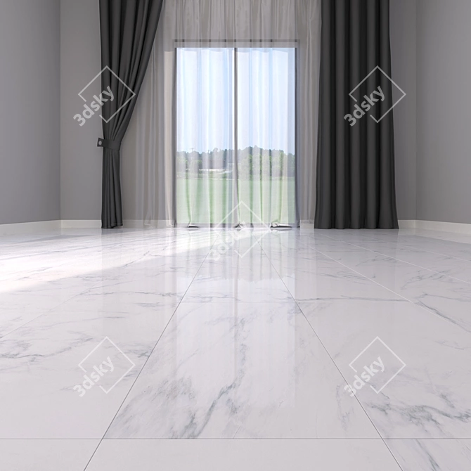 Classic Carrara White Marble Floor Set 3D model image 2