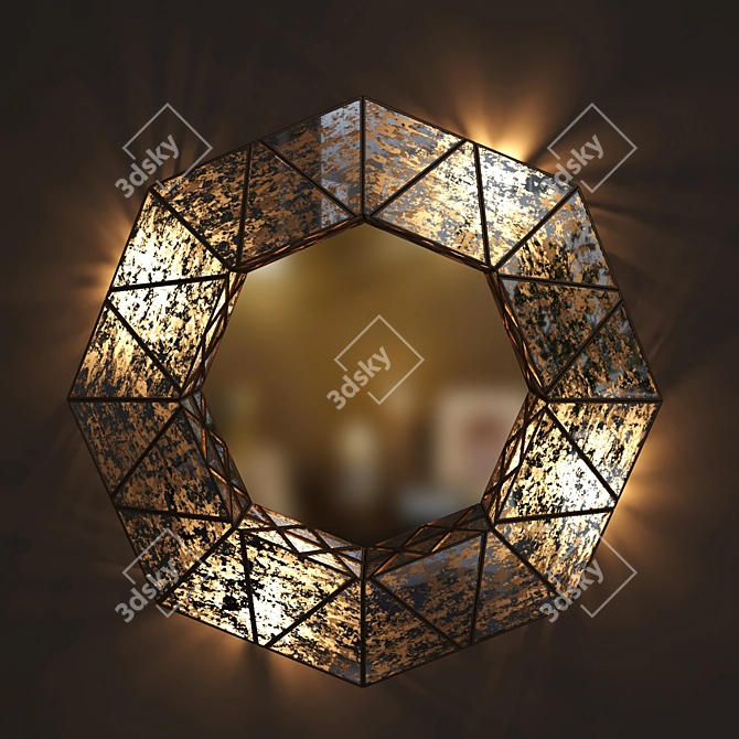 Vintage-Style Illuminated Octagonal Mirror 3D model image 1