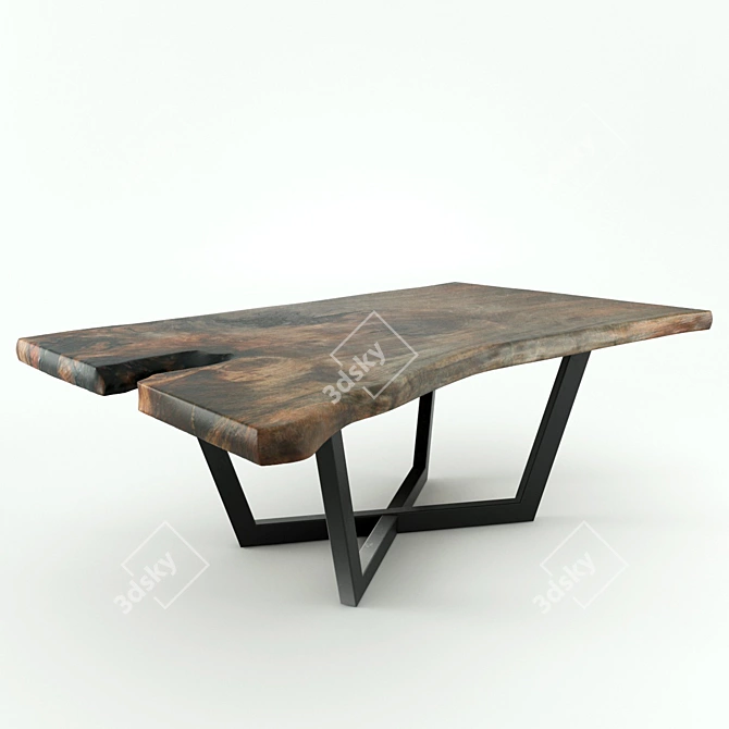 Natural Wood Slab Cutting Table 3D model image 1