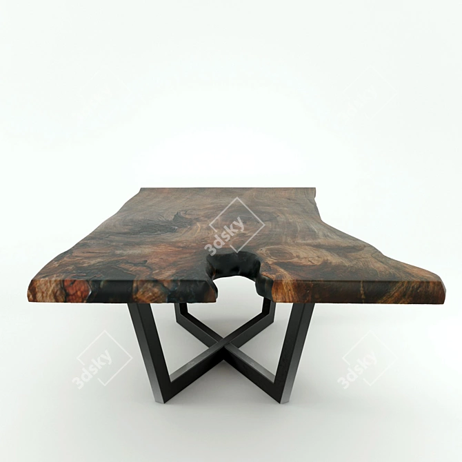 Natural Wood Slab Cutting Table 3D model image 4