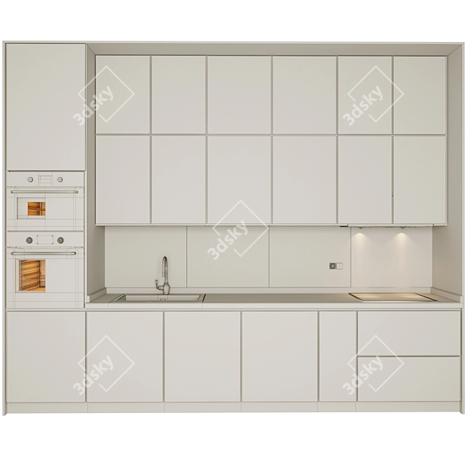 Sleek White Kitchen Set 3D model image 4