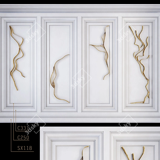 Wave Design Stainless Steel Wall Panel 3D model image 1