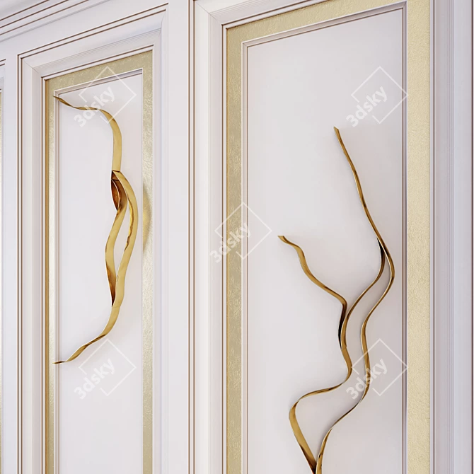 Wave Form Decorative Wall Panel 3D model image 2