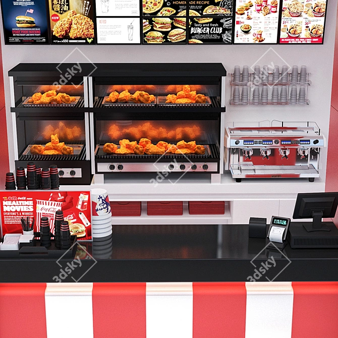 JC Fastfood & Coffee Kiosk 4: Seamless Fastfood Experience 3D model image 2