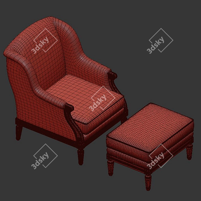 Pozzoli SX 126-127: Sleek Armchair and Stool 3D model image 5