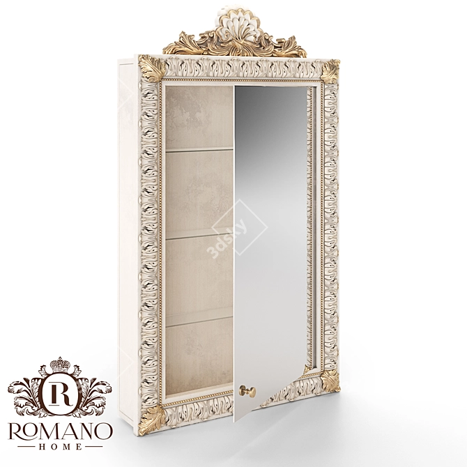 Handcrafted Mirror Bookcase: Laura Romano Home 3D model image 1