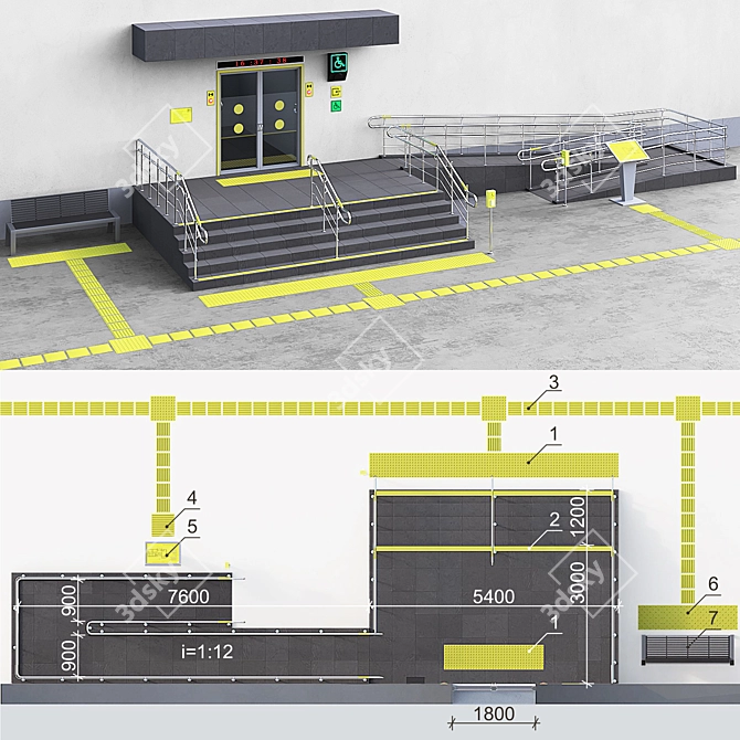 Accessible Building Entrance for Disabled - Part 2 3D model image 11