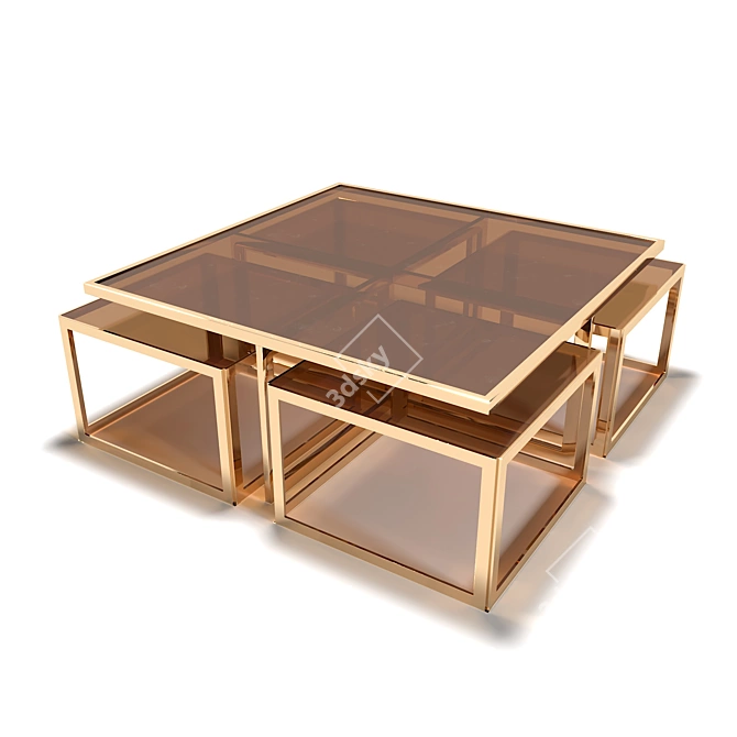 Elegant Smoke Glass Coffee Table 3D model image 1