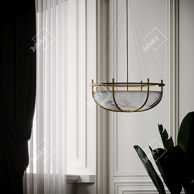 Parachute Glass Dome Chandelier 3D model image 2