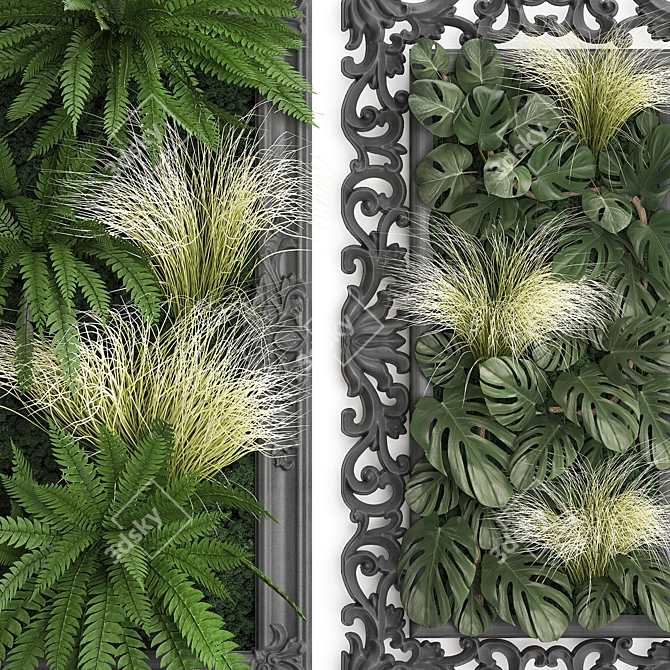 Monstera Vertical Garden in Classic Frame 3D model image 4