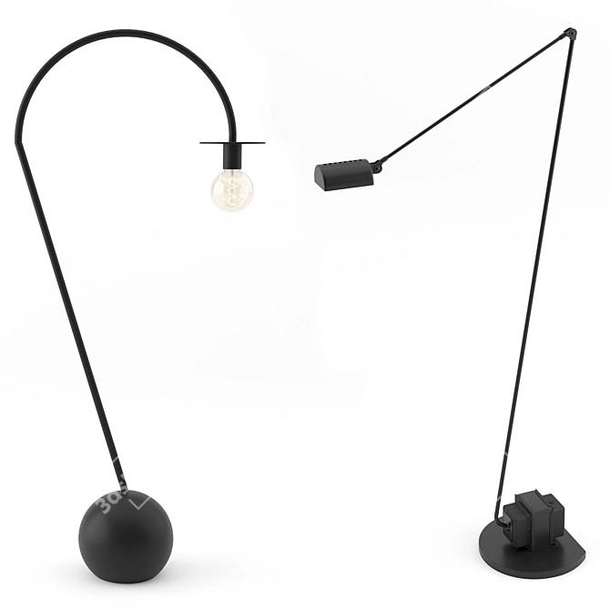 Contemporary Floor Lamp Set 3D model image 1