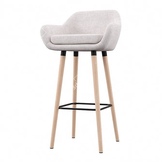 Modern Barstool Set Eamon 3D model image 1