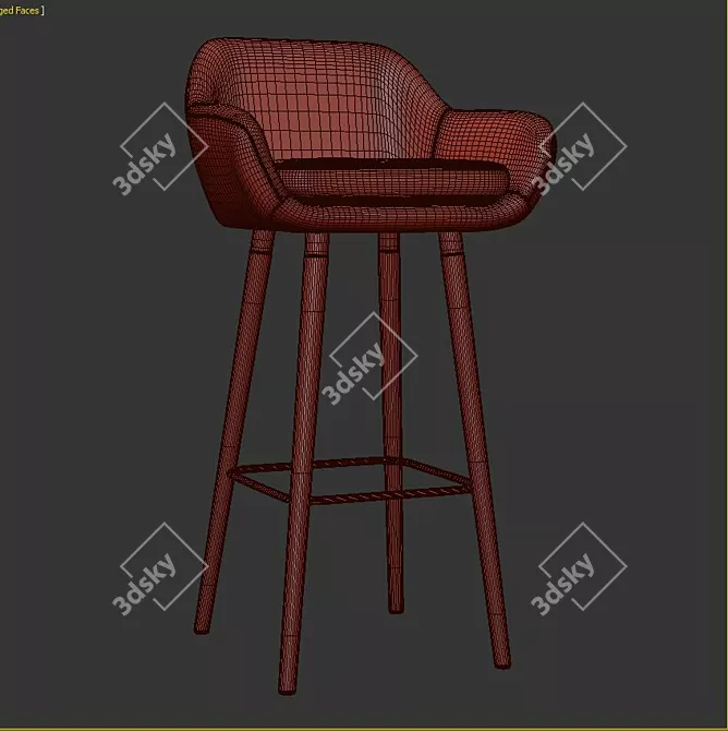 Modern Barstool Set Eamon 3D model image 3