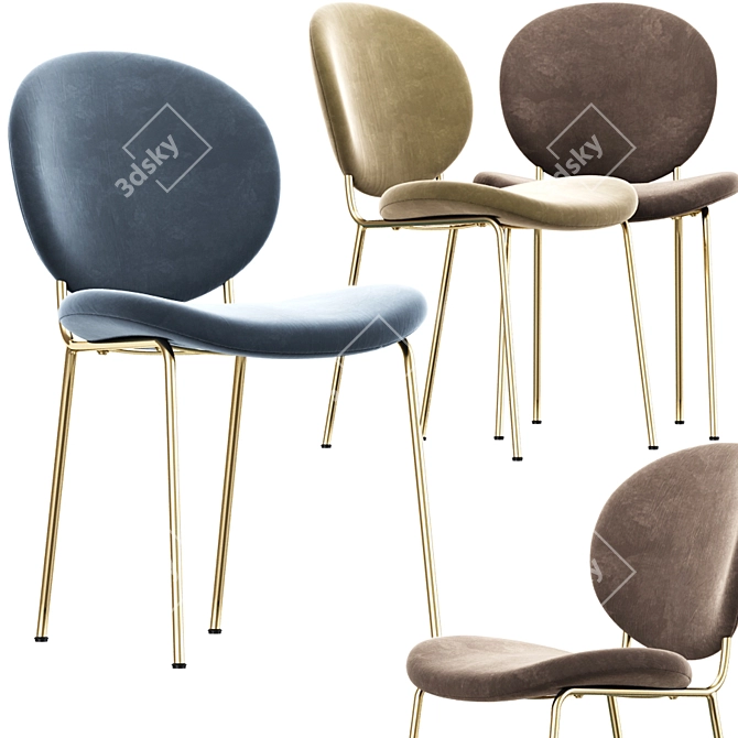 Luxurious Velvet Demi Dining Chairs 3D model image 2