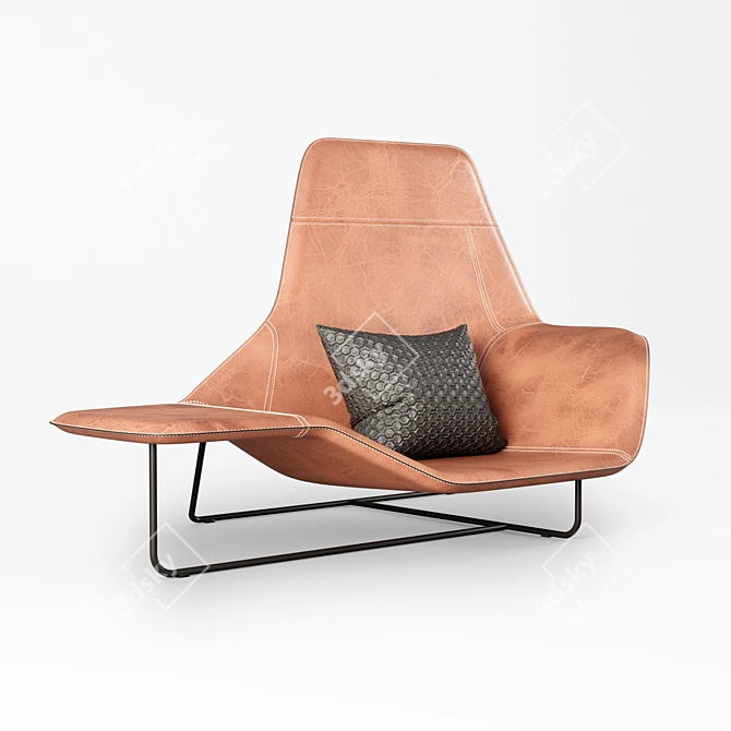 Sleek Steel Lama Lounge Chair 3D model image 1