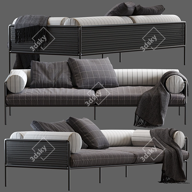 Minimal Steel Frame Agra Sofa 3D model image 1