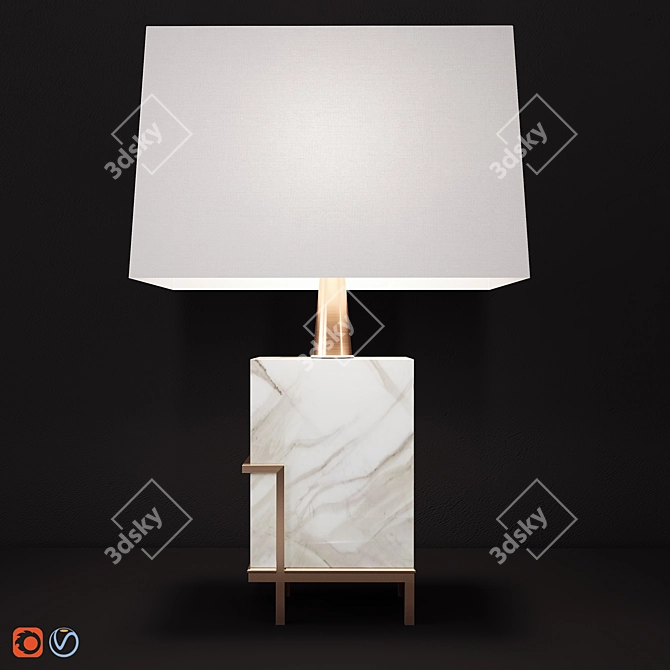 Elegant Marble Brass Lamp 3D model image 1