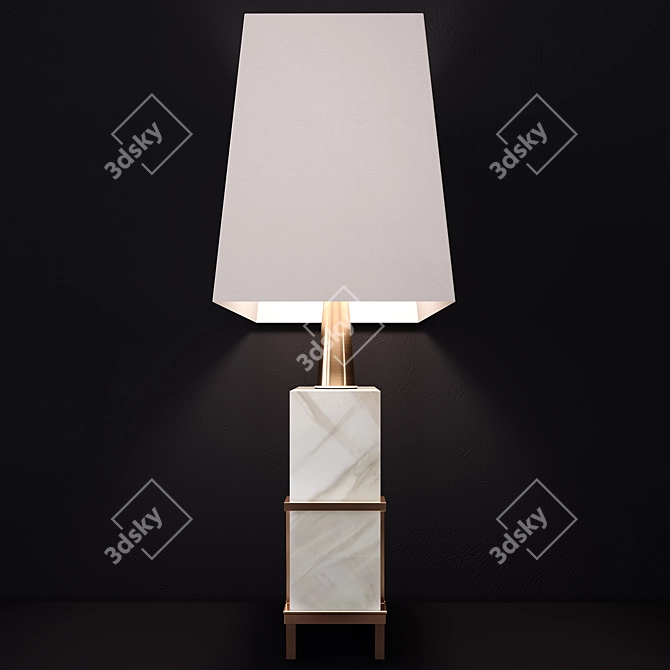 Elegant Marble Brass Lamp 3D model image 2