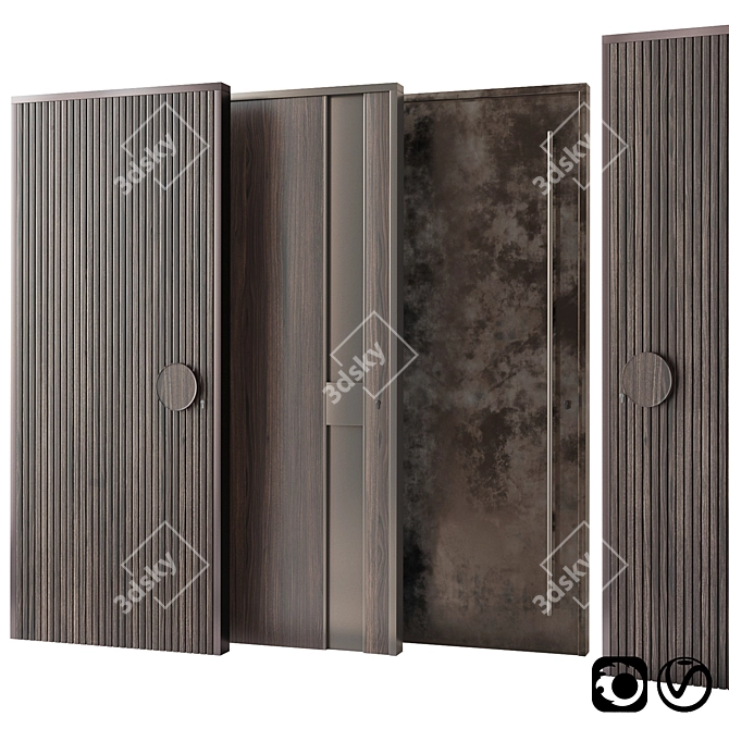 Modern Wooden Entrance Doors 3D model image 1