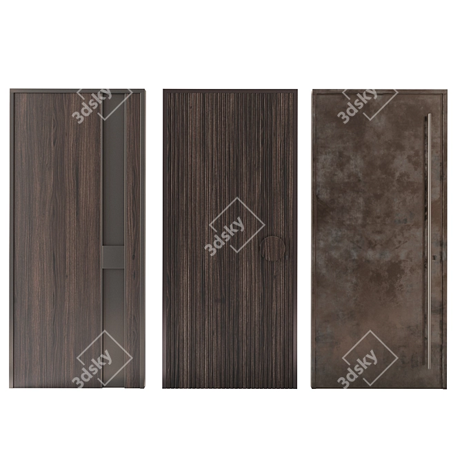 Modern Wooden Entrance Doors 3D model image 2