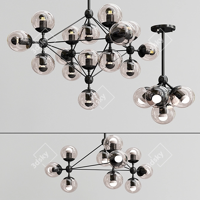 Copper MODO Chandelier: A Stylish Loft Lighting Solution 3D model image 2