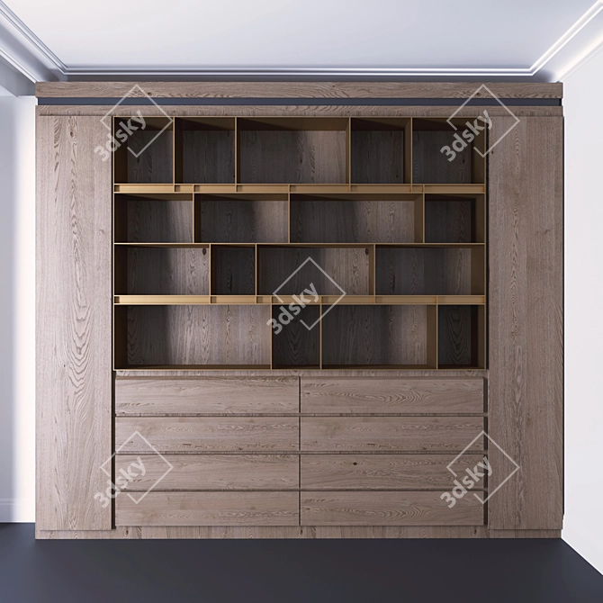 Versatile Bookcase with Illuminated Shelves 3D model image 1