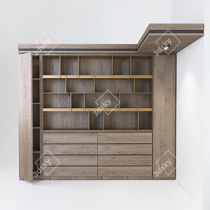 Versatile Bookcase with Illuminated Shelves 3D model image 6