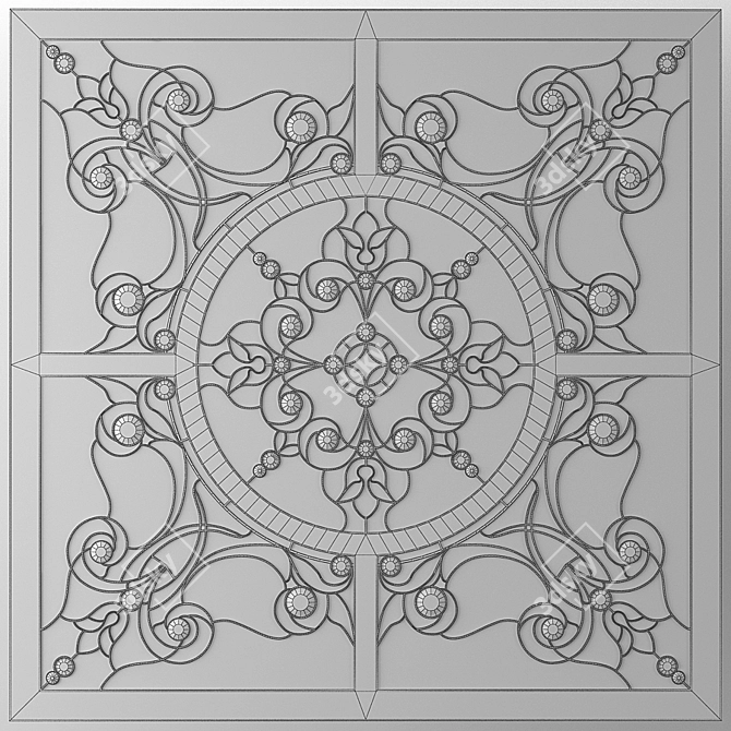 Title: Radiant Stained Glass Panel 3D model image 3