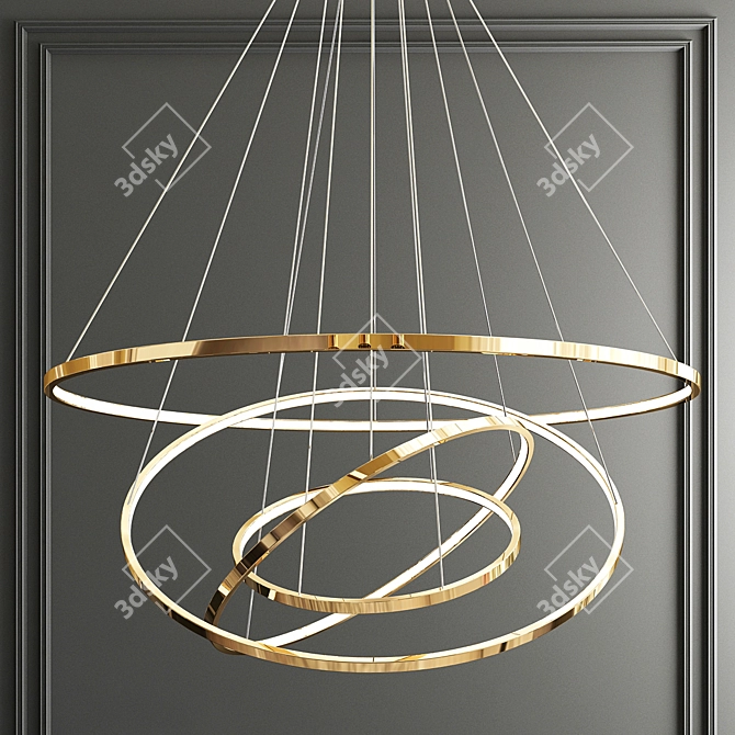 Trend Gold Ring Chandelier - Sleek and Stylish 3D model image 3