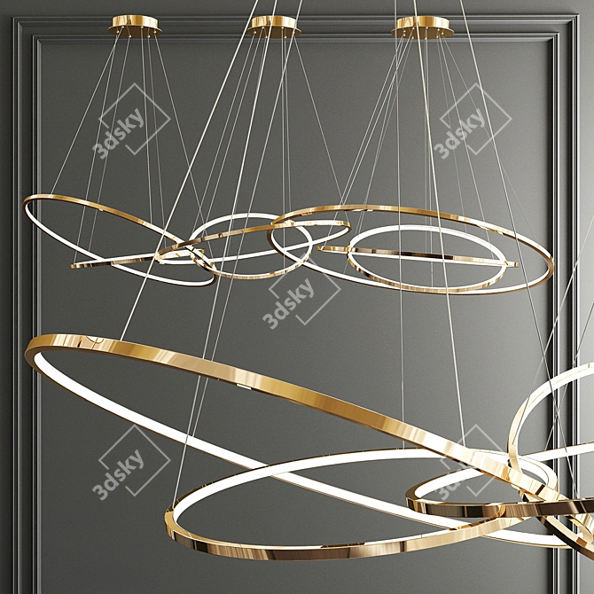 Trend Gold Ring Chandelier - Sleek and Stylish 3D model image 4