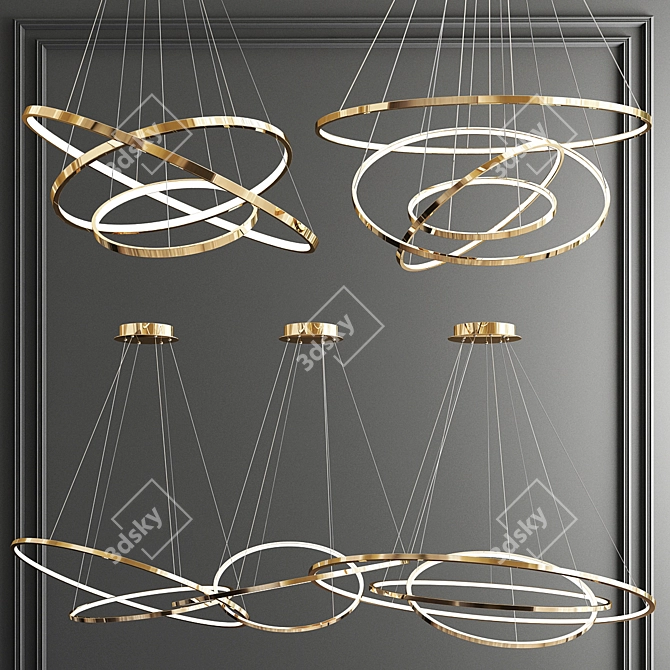 Trend Gold Ring Chandelier - Sleek and Stylish 3D model image 5