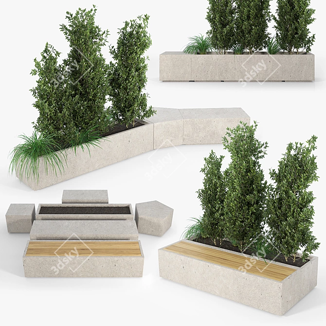 Modern Box Planter - Polys: 926 698 3D model image 1