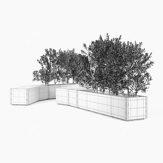 Modern Box Planter for Olea Europaea 3D model image 4