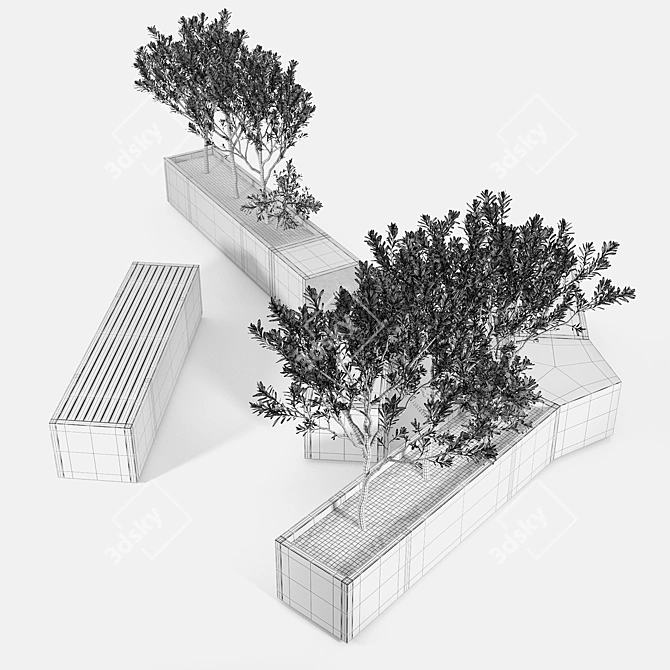 Olive Tree Box Planter 3D model image 1