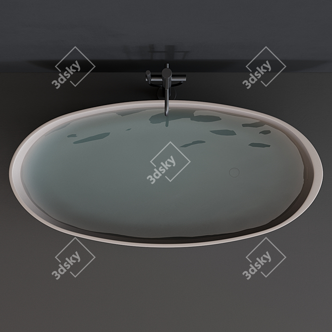 Revolutionary Solid Surface Bathtub 3D model image 4