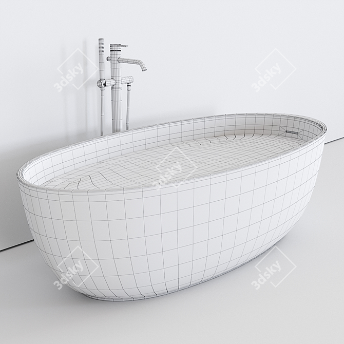 Revolutionary Solid Surface Bathtub 3D model image 5