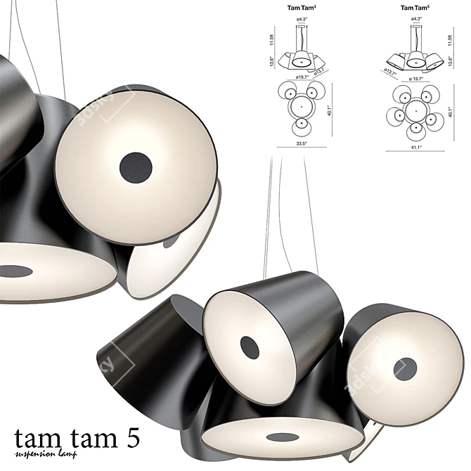 Modern Tam Tam 5 Suspension Lamp 3D model image 2