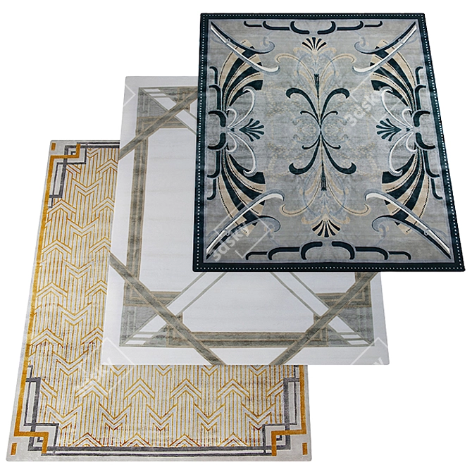 Edition Bougainville Art Deco Style Rug 3D model image 1