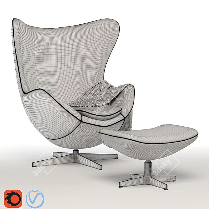 Modern Egg Chair: Stylish and Comfy 3D model image 3