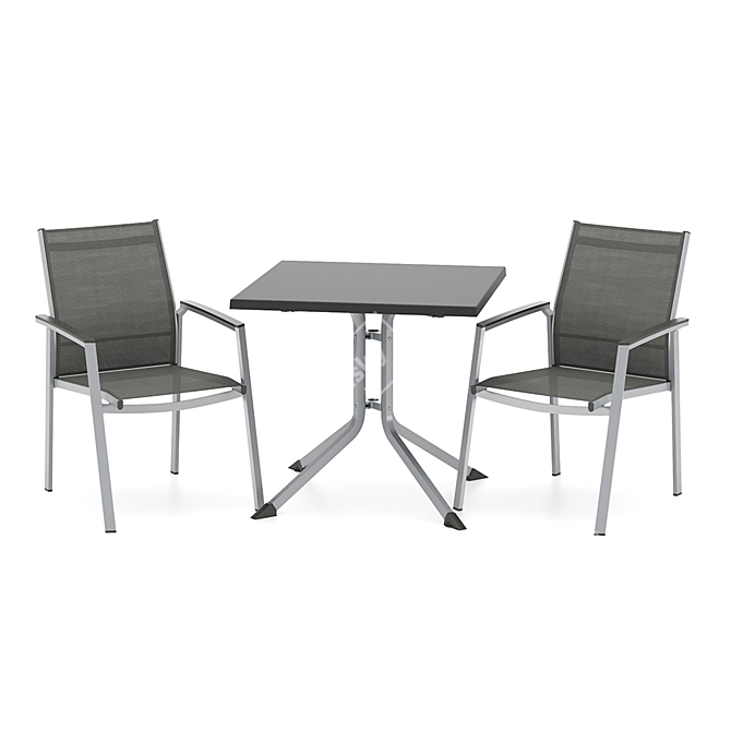 Foldable Table & Stackable Armchair Set 3D model image 1