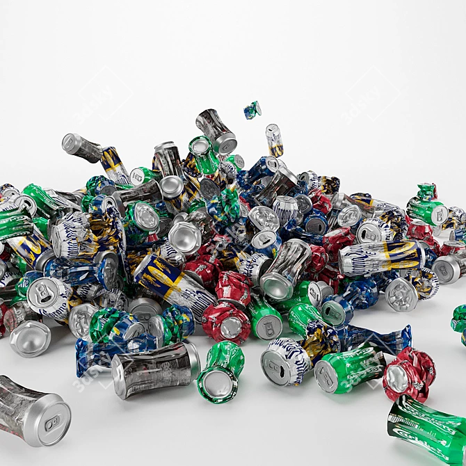 Crushed Aluminum Cans - Realistic Simulation 3D model image 1