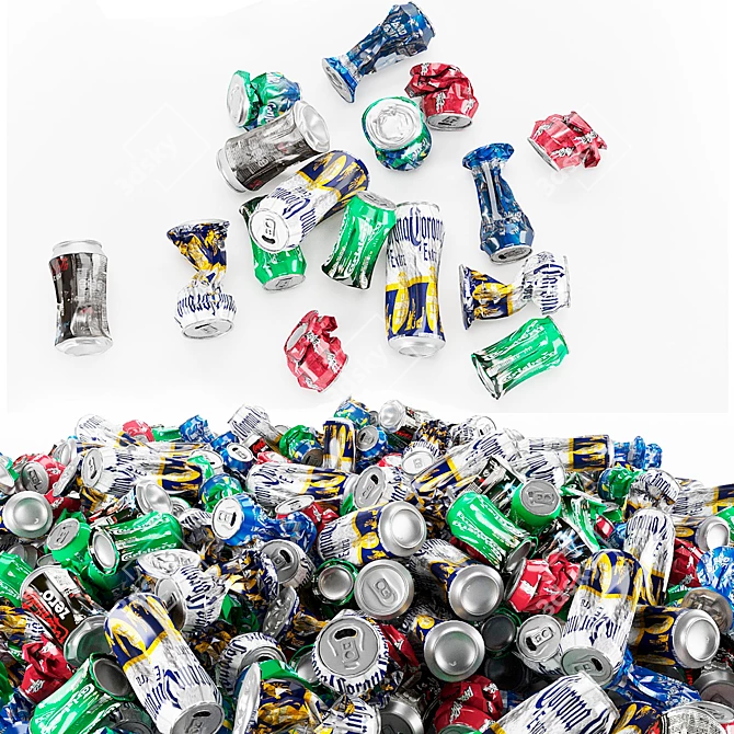 Crushed Aluminum Cans - Realistic Simulation 3D model image 2