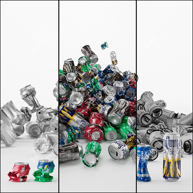 Crushed Aluminum Cans - Realistic Simulation 3D model image 3