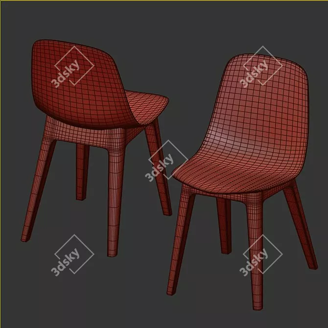 Sleek Oak Veneer Table & Stylish Chairs 3D model image 4
